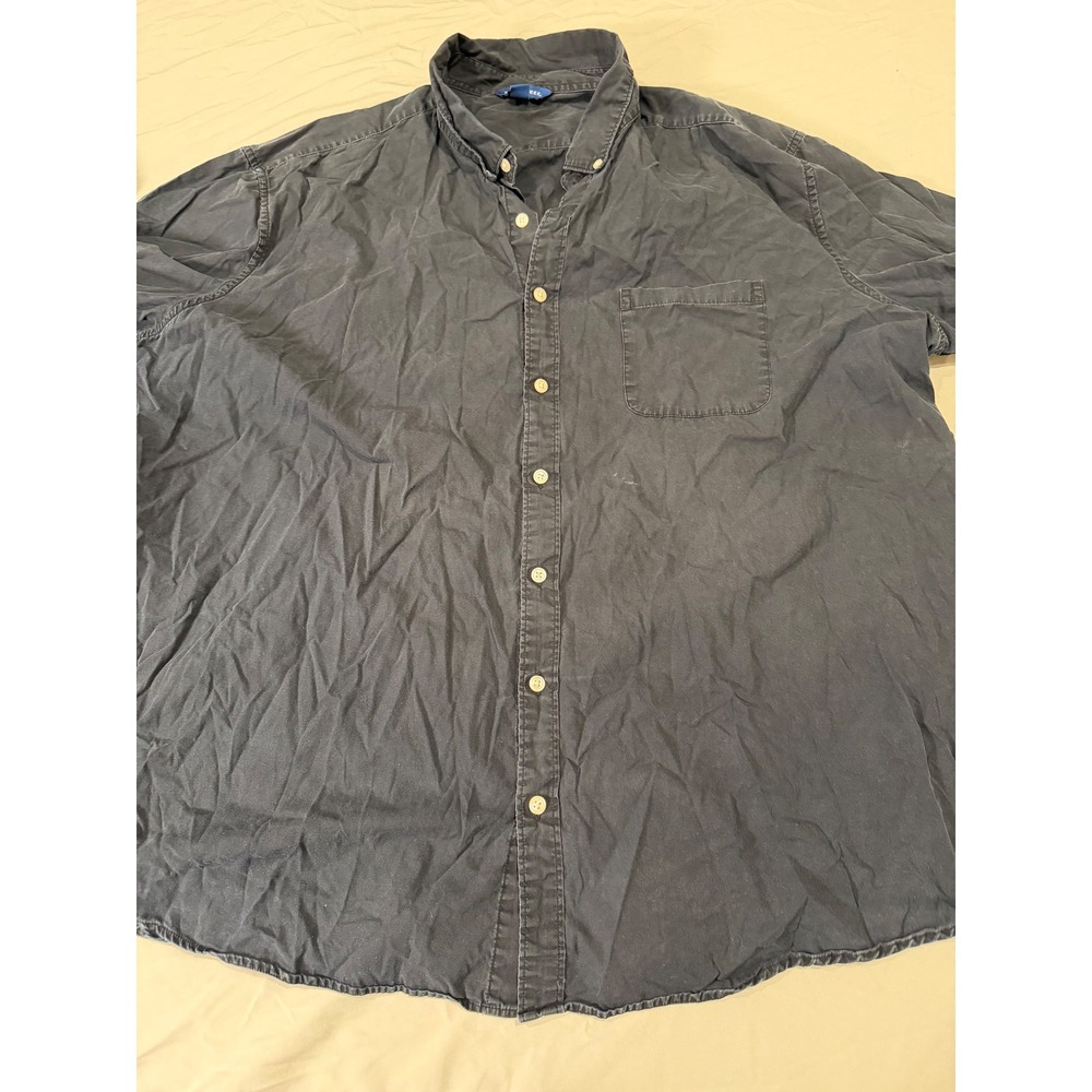 Falls Creek Mens XXXL Black Long Sleeve Button Down Shirt Pocket Casual Top